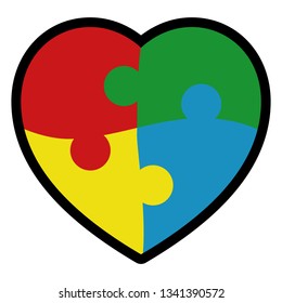 Autism Symbol Heart Puzzle Pieces Stock Vector (Royalty Free ...