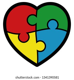 Autism Symbol Heart Puzzle Pieces Stock Vector (Royalty Free ...