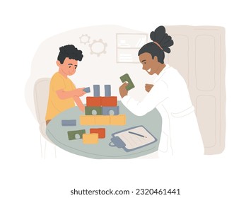 Autism treatment isolated concept vector illustration. Autism therapy, applied behavior analysis, children development, disorder counseling, cognitive disability treatment vector concept.