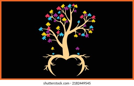 Autism Tree Puzzle SVG Design. svg