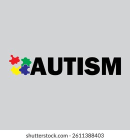 autism vector with colorfull puzzle