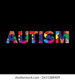 autism vector with colorfull puzzle
