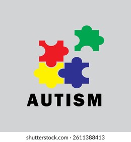 autism vector with colorfull puzzle
