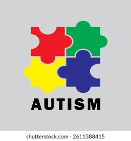 autism vector with colorfull puzzle