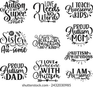 Autism vector t shirt and craft Designs bundle