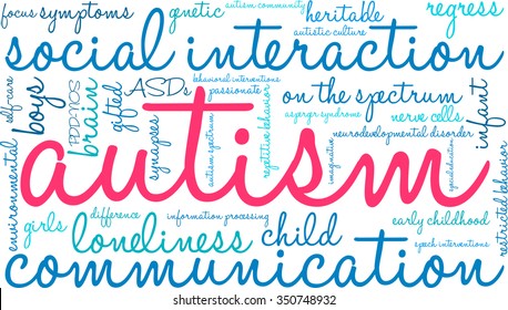 Autism word cloud on a white background. 