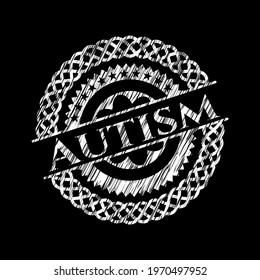 Autism written with chalkboard texture. Vector Illustration. Detailed. 