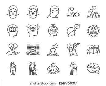 Autistic awareness icon set. Included the icons as autism, Savant syndrome, ASD, abnormal, disorder and more.