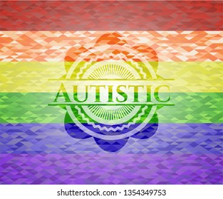 Autistic emblem on mosaic background with the colors of the LGBT flag