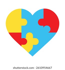 Autistic Heart Connection Vector Puzzle