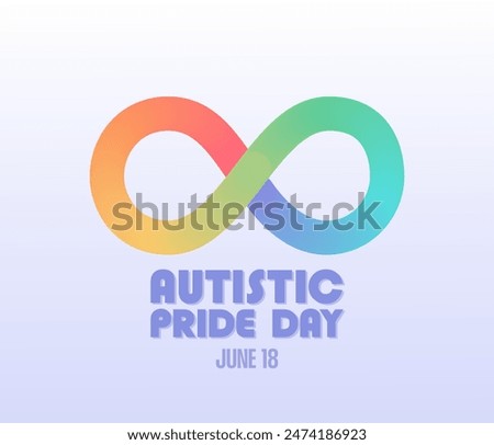 Autistic pride day banner with infinity rainbow sign vector illustration. Neurodiversity symbol. Raising awareness about people with autism event poster.