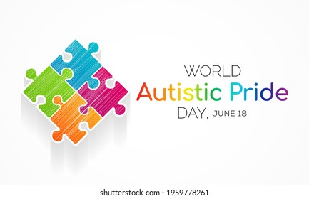 Autistic Pride Day is a pride celebration for autistic people held on June 18th every year. Vector illustration.