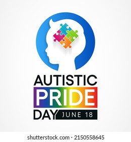 Autistic Pride Day is a pride celebration for autistic people held on June 18th every year. Vector illustration.