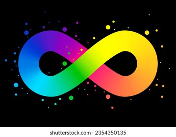 Autistic Pride Day. Colorful rainbow infinity. Rainbow Infinity symbol. Infinity sign color spectrum. Rainbow gradient in the shape of the infinity sign. Neurodiversity Symbol