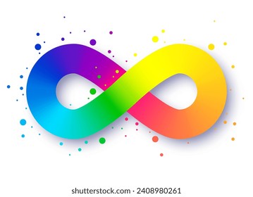 Autistic Pride Day. Colorful rainbow infinity. Rainbow Infinity symbol. Infinity sign color spectrum. Rainbow gradient in the shape of the infinity sign. Neurodiversity Symbol