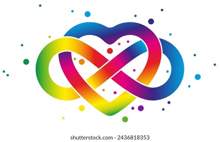 Autistic Pride Day. Colorful rainbow infinity and heart. Rainbow Infinity symbol. Infinity sign color spectrum. Rainbow gradient in the shape of the infinity sign. Neurodiversity Symbol