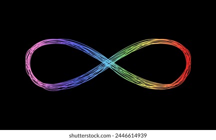 Autistic Pride Day. Colorful rainbow infinity symbol. Rainbow gradient in the shape of the infinity sign. Neurodiversity concept. Vector illustration
