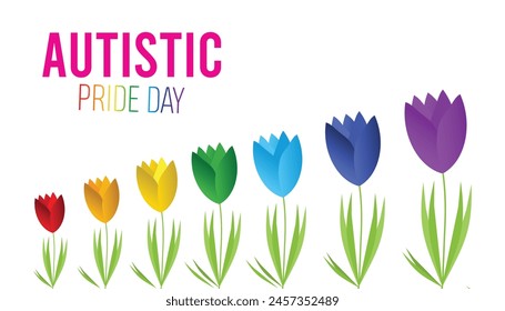 Autistic Pride Day every year in June. Template for background, banner, card, poster with text inscription.