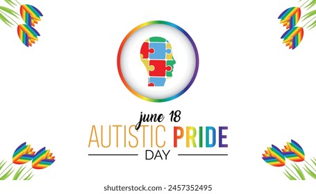 Autistic Pride Day every year in June. Template for background, banner, card, poster with text inscription.