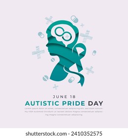 Autistic Pride Day Paper cut style Vector Design Illustration for Background, Poster, Banner, Advertising, Greeting Card