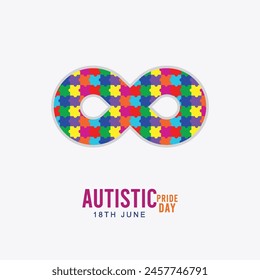 Autistic Pride Day, Post, banner, card, June 18. Autistic Pride Day Poster,  Vector illustration, social media post