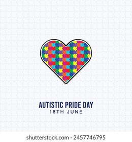 Autistic Pride Day, Post, banner, card, June 18. Autistic Pride Day Poster,  Vector illustration, social media post