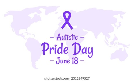 Autistic pride day poster with world map background in flat design