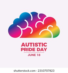 Autistic Pride Day vector illustration. Autistic rainbow brain icon vector. Colorful abstract brain symbol. June 18 every year. Important day