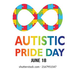 Autistic Pride Day vector. Autistic rainbow eight infinity symbol icon vector. Autistic Pride Day design element is isolated on a white background. June 18. 