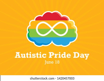 Autistic Pride Day vector. World Autism Day. Rainbow brain with infinity symbol. Important day