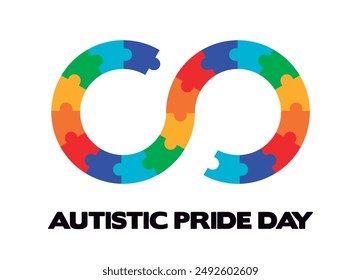 Autistic Pride Day.Colorful infinity puzzle vector isolated on white background.