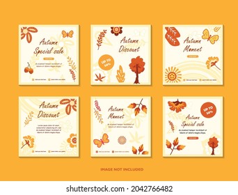 autmn sale social media template with maple leaves use for print and ecommerce web banner