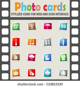 autmn web icons on color photo cards for user interface