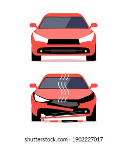 Auto accident crash repair vector damage. Car view insurance concept