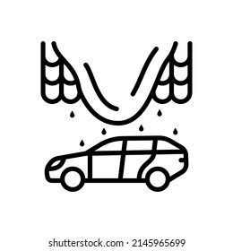 Auto Accident Icon. Collapse Of Snow On Roof Of Car. Falling Drops, Icicles. Warning Of Danger.