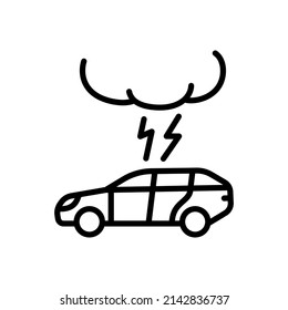 Auto Accident Icon. A lightning strike in Car. Vector sign in simple style isolated on white background.