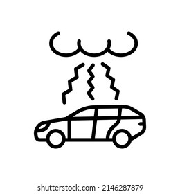 Auto Accident Icon. A lightning strike in Car. Vector sign in simple style isolated on white background.
