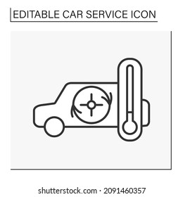  Auto air condition repair line icon. Fix the temperature inside the car. Heating and cooling.Car service concept. Isolated vector illustration. Editable stroke