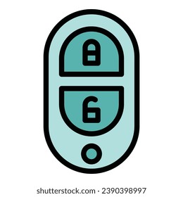 Vector de contorno de icono de alarma automática. Control de puertas. Color de sonido móvil plano