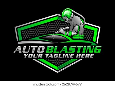 Auto blasting logo vector illustration template with black background