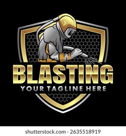 Auto blasting logo vector illustration. Simple letter design in black background