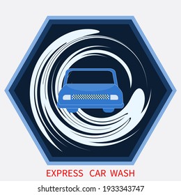 Auto blue, water symbol - isolated on white background - vector. Emblem, logo, design element - Car wash services