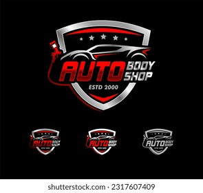 auto body shop logo template repair, repaint restoration. with simple modern style isolated on background svg