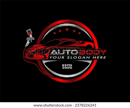 auto body shop logo template repair, repaint restoration. with simple modern style isolated on background 