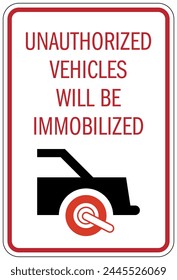 Auto boot warning sign unauthorized vehicles booted