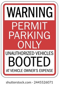 Auto boot warning sign unauthorized vehicles booted