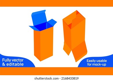 Auto bottom closer gift box die cut template and 3d box design