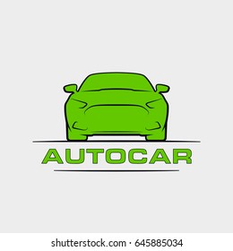 Auto car badge. Vehicle auto prototype icon. Emblem of the auto machine engine for your business. Logo of a motor car for an auto enterprise. Sign a automobile front view with your text