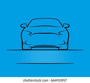Auto car badge. Vehicle auto prototype icon. Emblem of the auto machine engine for your business. Logo of a motor car for an auto enterprise. Sign a automobile front view with your text