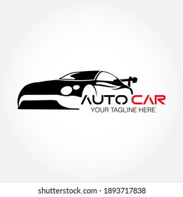 Auto Car Black White Vector Logo Template